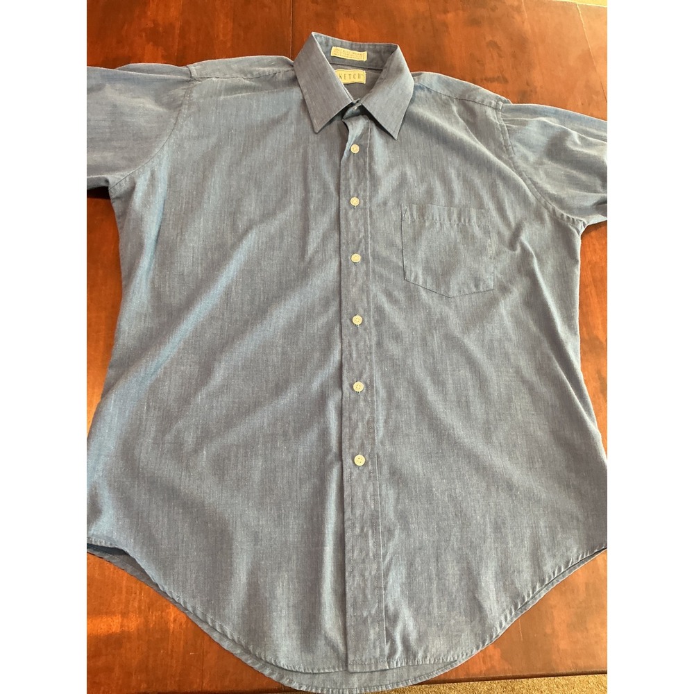 Ketch Mens Blue Long Sleeve Button Down Shirt Single Needle Tailoring 16 34/35